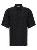 Balenciaga Logo-Print Viscose Shirt — Black