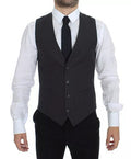 Men's Gray Striped Formal Dress Gilet Vest