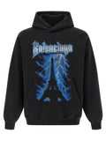 Balenciaga Paris Thunderstorm Graphic Hoodie — Black