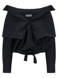 Balenciaga Off-The-Shoulder Crop Blouse — Black