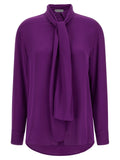 Balenciaga Silk Georgette with Removable Scarf Blouse — Purple