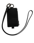 Men's Black Leather Logo Embossed Lanyard Card Holder Wallet Horse