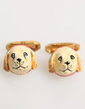 Brass Gold Tone Dog Puppy Mens Accessories Cufflink Real