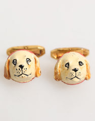 Brass Gold Tone Dog Puppy Mens Accessories Cufflink Real