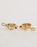 Gold Musical Note Metal Brass Pin Men Accessory Cufflinks Real Crystal