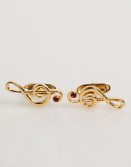 Gold Musical Note Metal Brass Pin Men Accessory Cufflinks Real Crystal