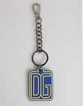 Blue Yellow Dg Rubber Logo Silver Men Keychain Keyring Accessory
