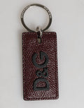Bordeaux Leather Logo Metal Ring Men Keychain Keyring Brown Calf