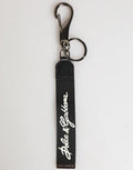 Black White Polyester Dg Logo Silver Men Keychain Keyring Real Brass Calfskin Accessory