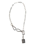 Silver Tone Metal Chain Dg Logo Pendant Men Necklace Zamak Real Brass