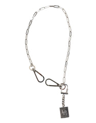 Silver Tone Metal Chain Dg Logo Pendant Men Necklace Zamak Real Brass