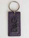Violet Leather Logo Metal Ring Men Keychain Keyring Calf