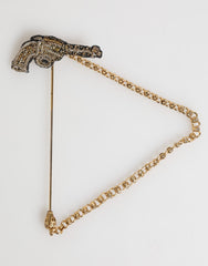 Lapel Pin Brass Copper Revolver Men Accessories Brooch Gold Black