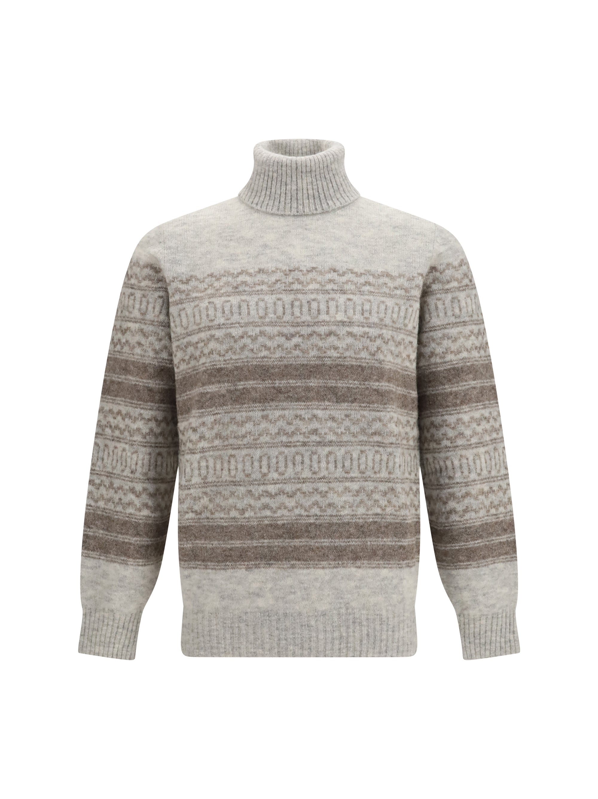 Brunello Cucinelli Fair Isle Sweater — Gray