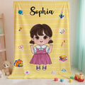 Personaje de dibujos animados personalizado Papelería Suave manta con nombre Decoración para el hogar Regreso a la escuela Temporada Cumpleaños Regalo para niños Niñas