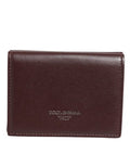 Leather Embossed Logo Trifold Men Card Holder Dark Brown Accessory
