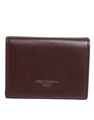 Leather Embossed Logo Trifold Men Card Holder Dark Brown Accessory