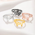 Personalizado lindo perro gato silueta anillo con nombre minimalista joyería cumpleaños aniversario regalo para amantes de las mascotas