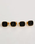 Men's Gold Tone Brass Jazz Letter Set 4 Pieces Adjustable Ring Black Silver Ename
