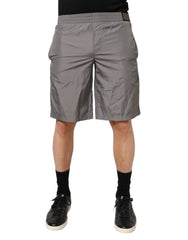 Men's Light Gray Nylon Elastic Waist Shorts Swimwear