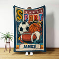 Personalizada Retro Graffiti Fútbol Baloncesto Deportes Suave manta con nombre Decoración para el hogar Cumpleaños Regalo de Navidad para los niños amantes del deporte