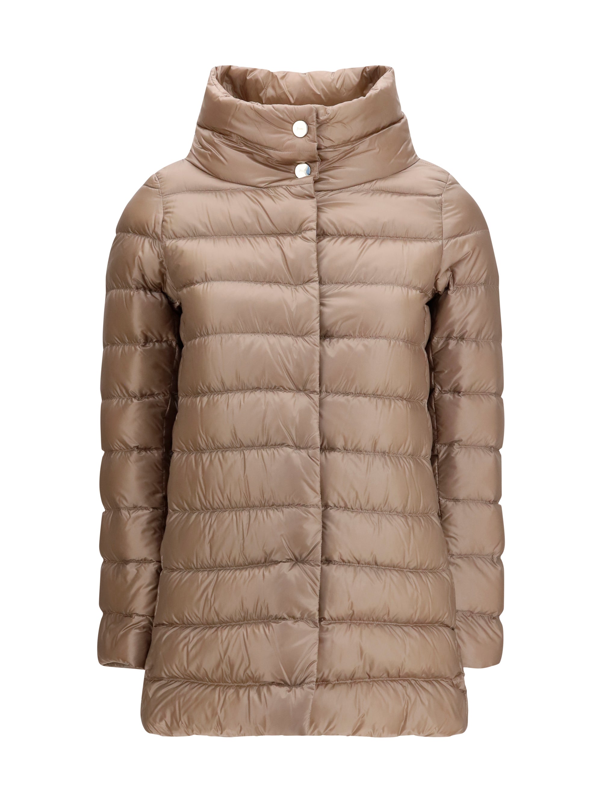 Herno Quilted Midi Down Jacket — Beige