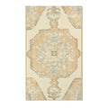 Ivory & Gold Distressed Medallion Accent Rug