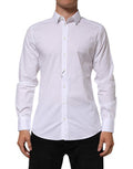 White Cotton Gold Long Sleeves Formal Men Shirt