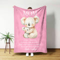 Oso Koala Personalizado Manta Suave para Padres e Hijos con Apodo y Texto Decoración del Hogar Regalo de Navidad Cumpleaños para Mamá