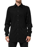 Men's Black Viscose Long Sleeve Formal Dress Shirt