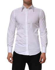 Men's White Cotton Martini Long Sleeve Dress Shirt