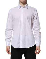 Men's White Cotton Staff Long Sleeves Forma Shirt