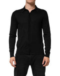 Men's Black Silk Button Up Lightweight Sweater Clothing
