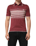 Men's Cotton-Silk Striped Polo Red
