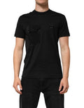 Men's Black Cotton Embroidered Dg Logo Pocket T-Shirt