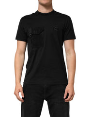 Men's Black Cotton Embroidered Dg Logo Pocket T-Shirt