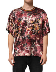 Men's Multicolor Polyester Marble Print Oversize T-Shirt