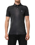 Men's Crown-Embroidered Cotton Polo Gray