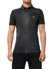 Men's Crown-Embroidered Cotton Polo Gray