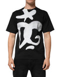 Men's Black Cotton Dg Logo Graffiti Short Sleeve T-Shirt Nylon Elastane