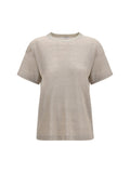 Brunello Cucinelli Linen-Blend Crewneck T-Shirt — Beige