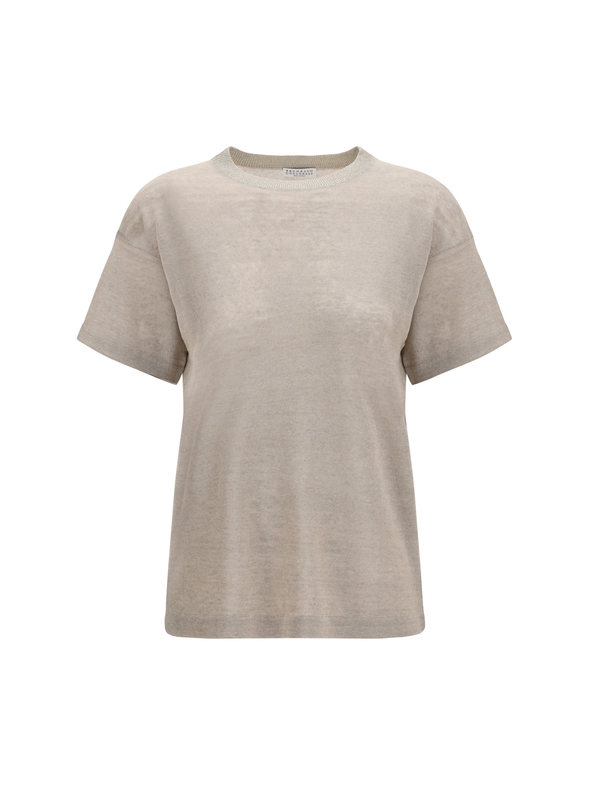 Brunello Cucinelli Linen-Blend Crewneck T-Shirt — Beige