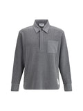 Thom Browne Long-Sleeve Cotton Polo — Gray
