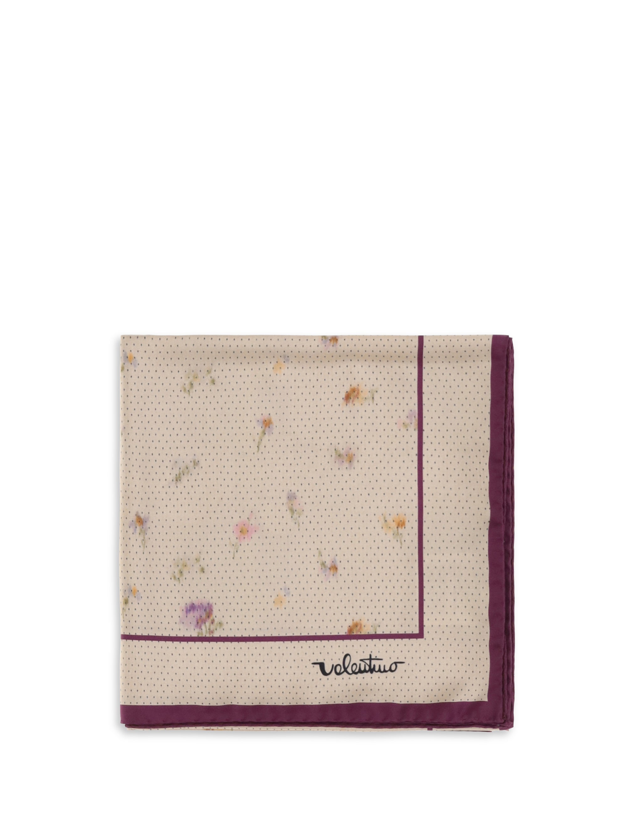Valentino Garavani Floral-Print Silk Scarf — Beige