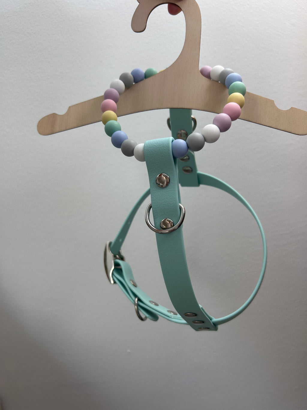 Handmade Pastel Bead & Biothane Dog Harness - Vegan Leather / Waterproof Biothane