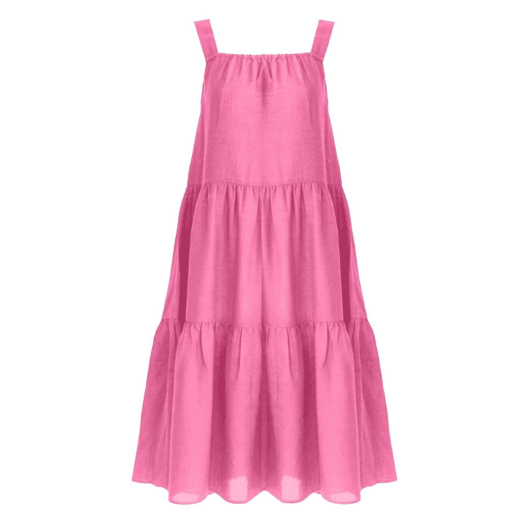 Linen Tiered Dress | Coral
