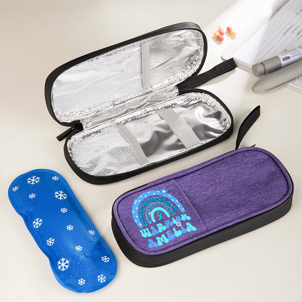 Estuche de viaje para bolígrafo de insulina personalizado con nombre y bolsa de hielo opcional Suministros para diabéticos Regalo de cumpleaños para pacientes diabéticos