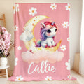 Personalizada Fantasía Unicornio Luna de ensueño Suave manta con nombre Decoración del hogar Cumpleaños Baby Shower Regalo para niñas