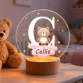 Personalizada Dreamy Star Cloud Multiple Animals Initial LED Night Light con nombre y base de madera Room Decor Birthday Christmas Gift for Babies Kids