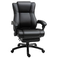Executive Office Chair for Home, PU Leather Swivel Desk Chair with Footrest & Wheels, Black